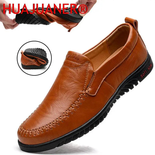 Visco Leather Men Casual Shoes 2024 Slip on Formal Loafers Shoes Men Italian Black Male Driving Shoes Big Size 37-47