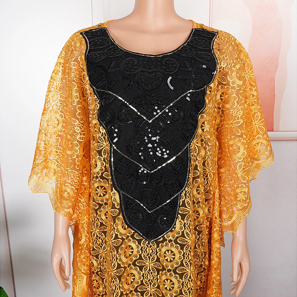 Babs Elegant Dresses for Women Muslim Fashion Boubou Abayas Robe Dashiki Ankara Lace Outfits Evening Gown Kaftan Dress
