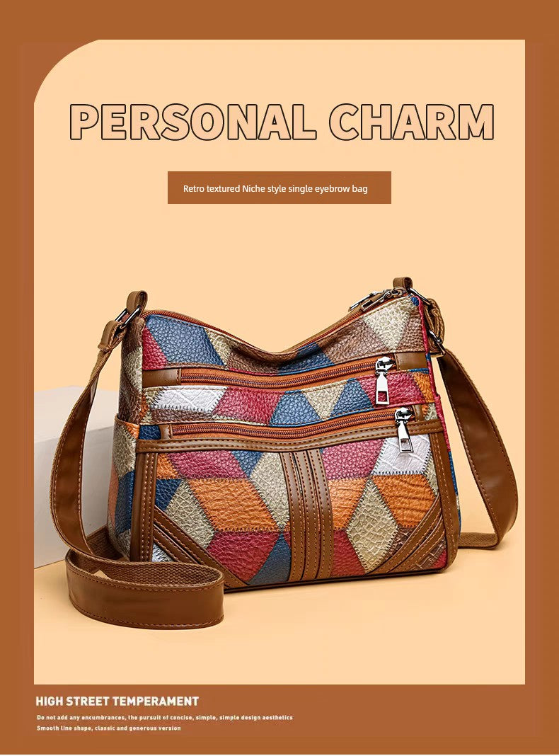 Maxy Multi-Layer Large Capacity Neutral Casual Shoulder Leather Women Bag