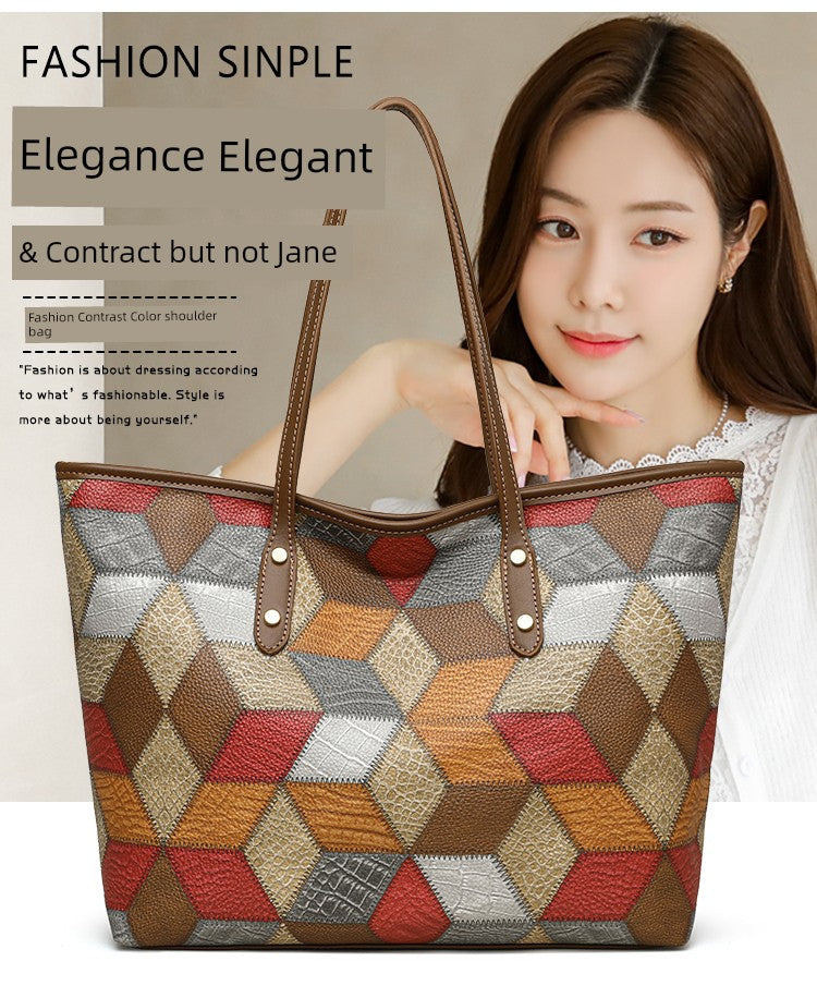 Maxy Texture Soft Leather Big Bag Female Spring/Summer New Arrival Large Capacity Shoulder Bag Fancy Tote Versatile Handbag