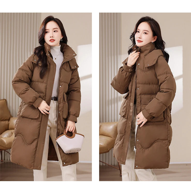 Maxy XL-8XL Oversized Outerwear Women Winter Long Parkas Hooded Casual Loose Thick Warm Lady Jackets Plus Size Women Clothing