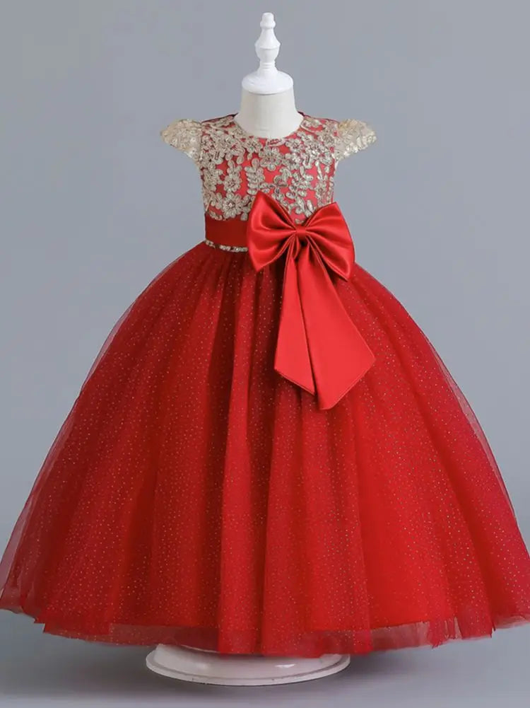 Maxy Girls' Wedding Dress Pompadour Princess Children's Christmas Evening Dresses
