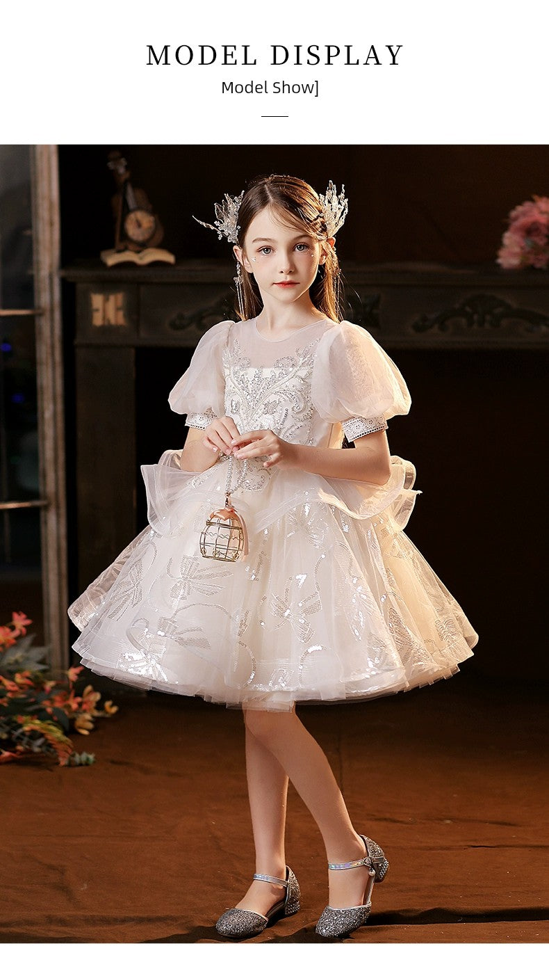 MaxybDresses of Bride Fellow Kids Women's 2024 Autumn New Classy Princess Dress Birthday Piano Catwalk Show Little Host Children's Performance