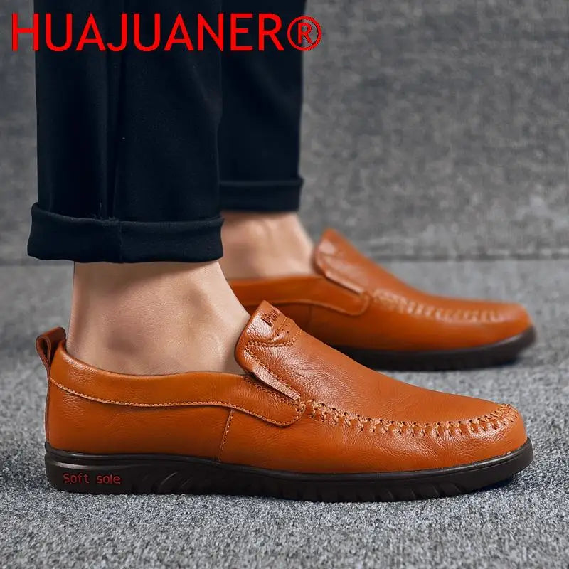 Visco Leather Men Casual Shoes 2024 Slip on Formal Loafers Shoes Men Italian Black Male Driving Shoes Big Size 37-47