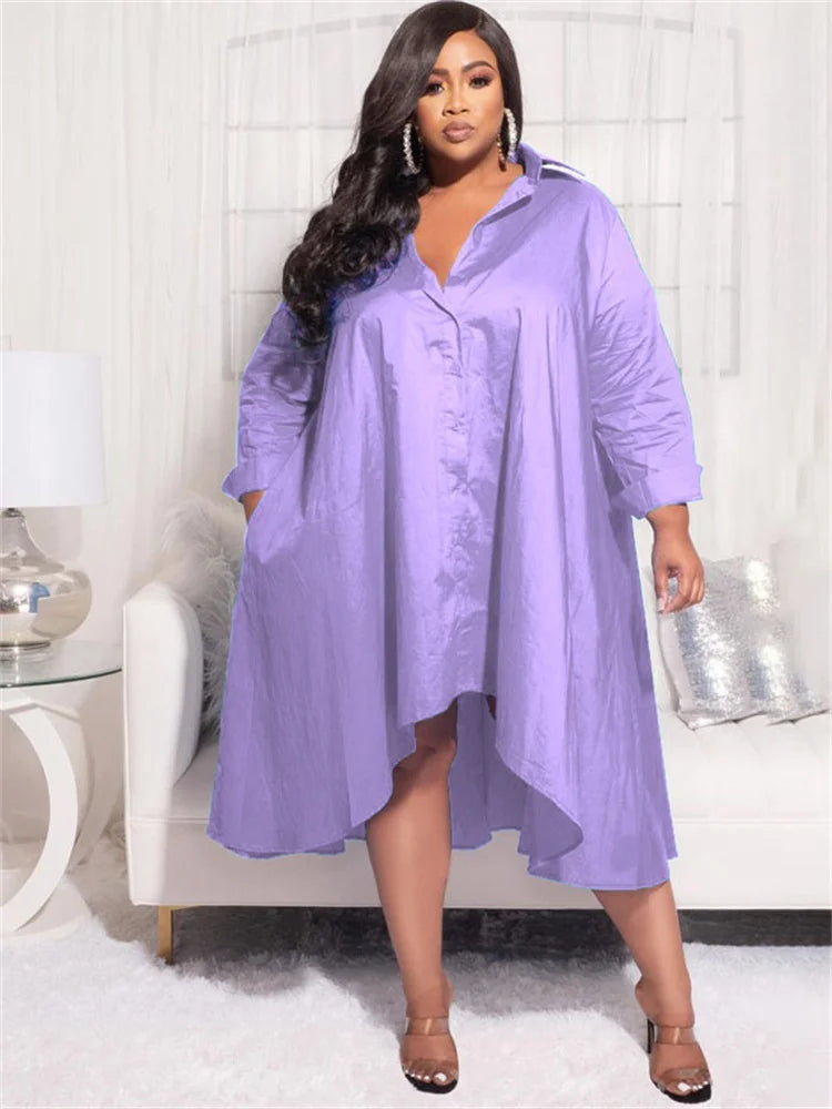 Maxy Plus Size Shirt Dresses Women Clothing Casual Loose dress