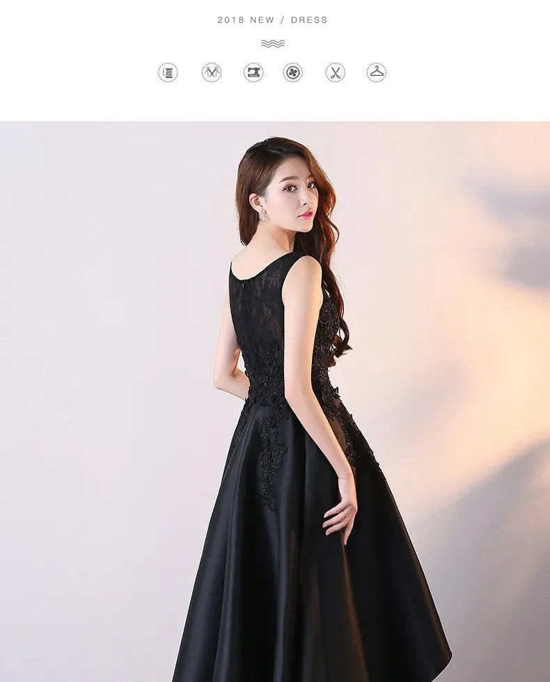 Maxy Evening Dress for Women New Style Simple, Elegant and Elegant Black Long Style Banquet Elegant Host Socialite Dress
