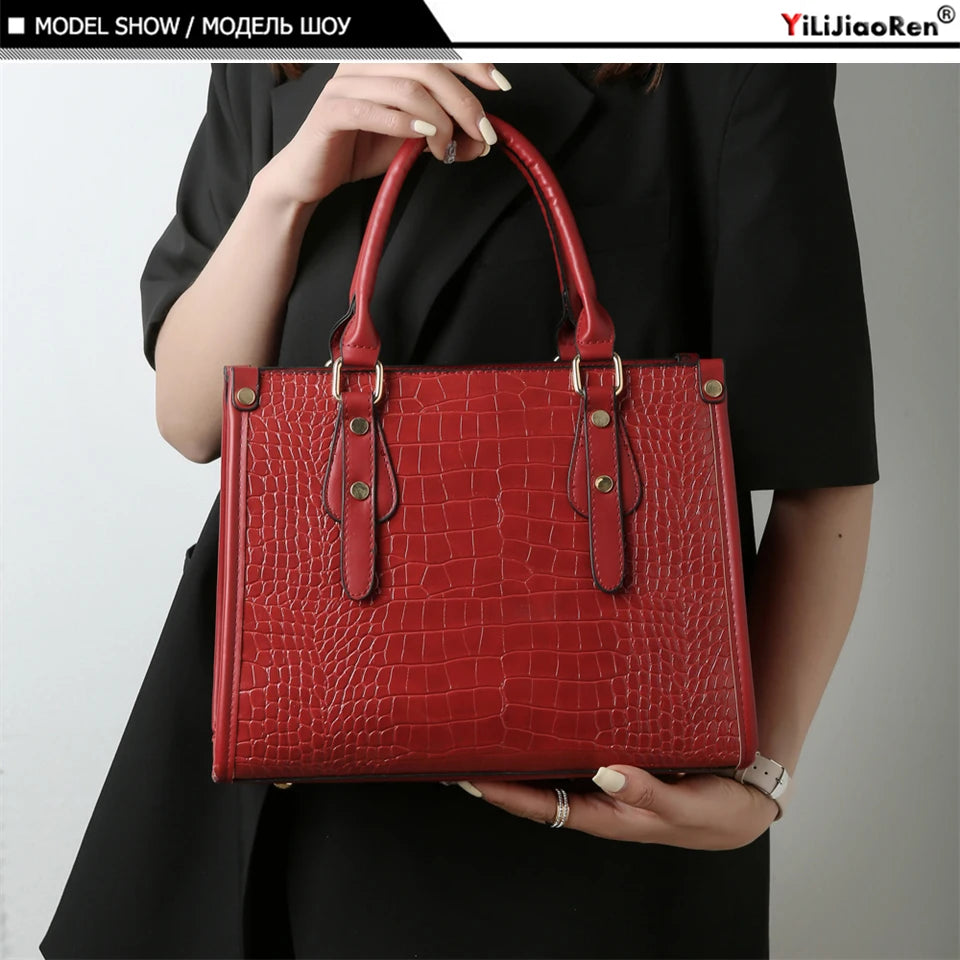 Maxy Luxury Crocodile Pattern Handbag Women Large Tote Shoulder Bags Designer Fashion Alligator Leather Crossbody Bag Ladies Handbags