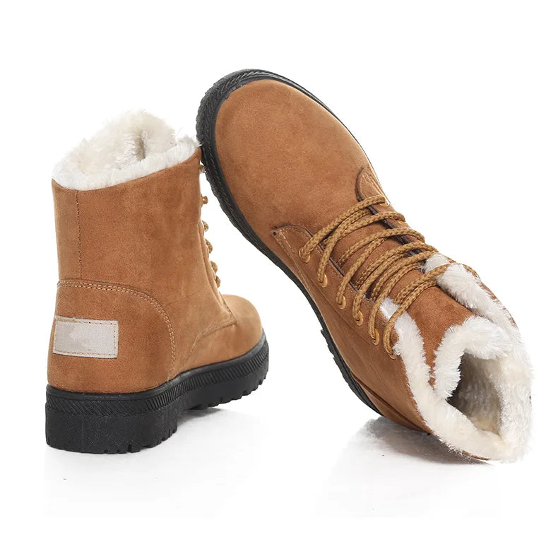 Maxy Women's Boots Winter Boots with Fur Low Heels Snow Boots Ankle Bota Feminina Platform Booties For Women Winter Shoes Heeled