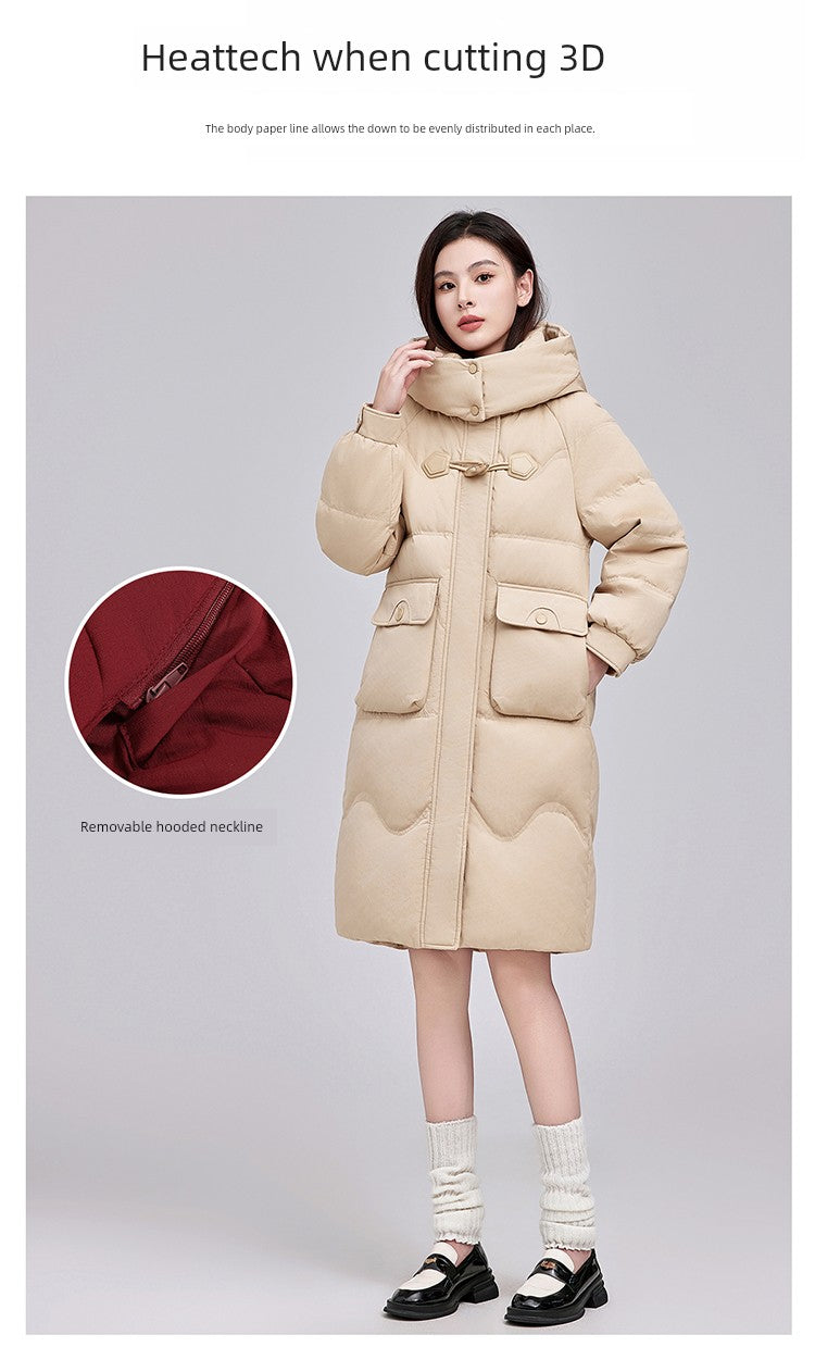 Maxy Yaloo Mid Length Long Length Loose and Warm Outwear down Jacket