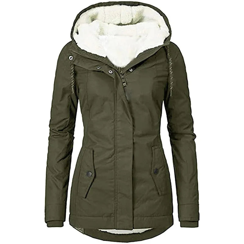 Babs 2024 New Winter Women Warm Parkas Hooded Thick Plush Coats Female Mid-Long Cotton Jacket Warm Coat Outwear