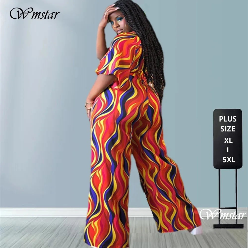 Maxy Plus Size Jumpsuit Women Clothing Casual Tank Slip Wide Leg One Piece Outfit Summer Fashion Romper