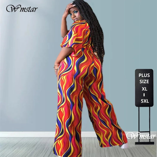 Maxy Plus Size Jumpsuit Women Clothing Casual Tank Slip Wide Leg One Piece Outfit Summer Fashion Romper