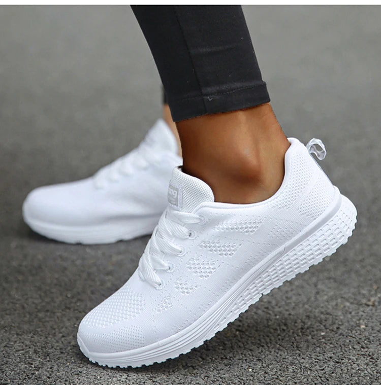 Macy New Fashion Sneakers For Women Walking Soft Sneakers Women Mesh Fabric Lace Up Female Footwear Shoes For Women