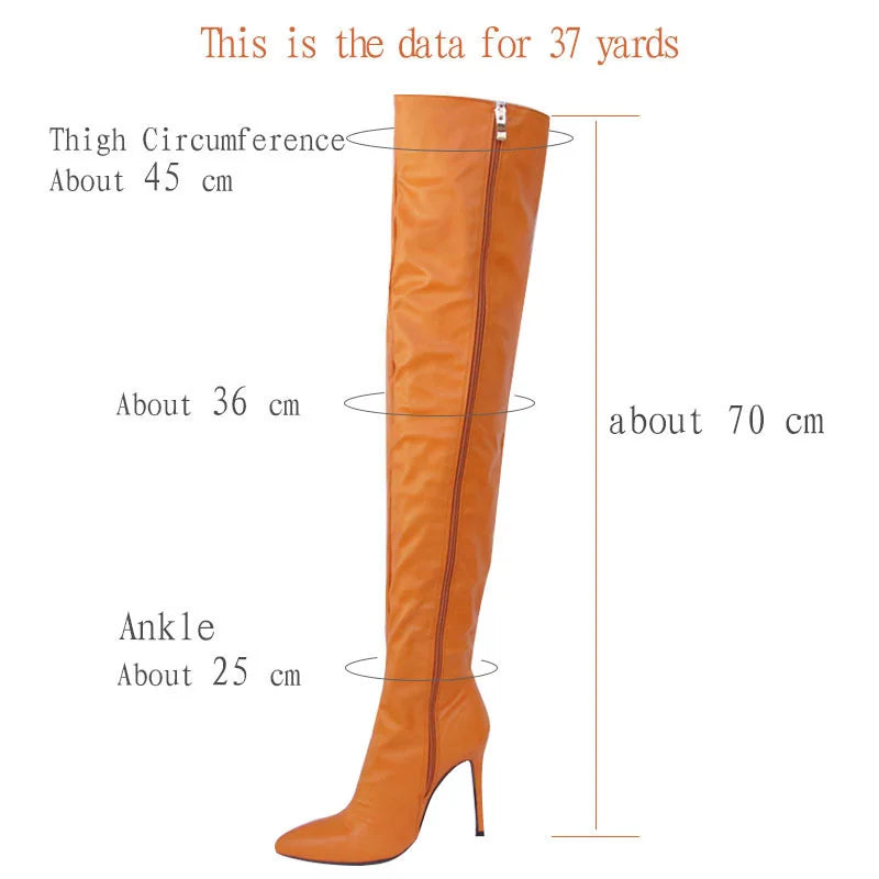 Babs Size 46 Sexy High Heels Women Shoes Colorful Women's Over The Knee Boots Winter Thigh High Boots With Side Zip