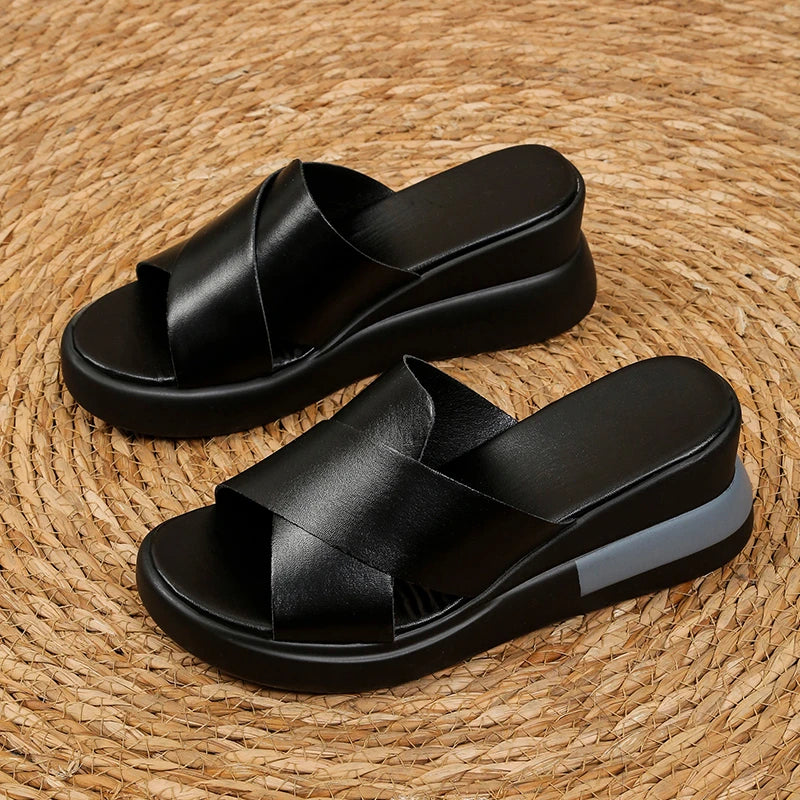 Maxy Women Sandals and Wedges Slippers Summer New Thick-soled Slippers Women's Platform Fashion High-heeled Sheos