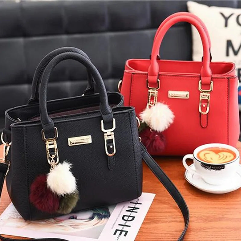 Maxy PU Leather Ladies Handbags Women Vintage Purse Plush Tassel Messenger Bags Tote Boston Shoulder Crossbody Bag
