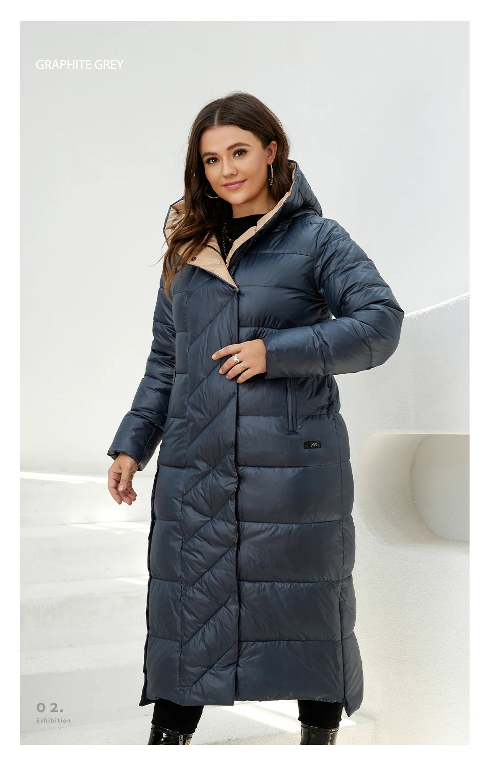 Macy New Winter Women's Jackets Plus Size Mid-length Thick Hood Warm Zipper Belt Classic Casual Women Coat Parkas