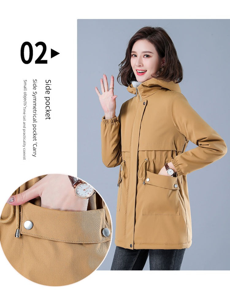 Maxy Length Long Length Autumn and Winter Casual Thickening Cotton Coat Trench Coat