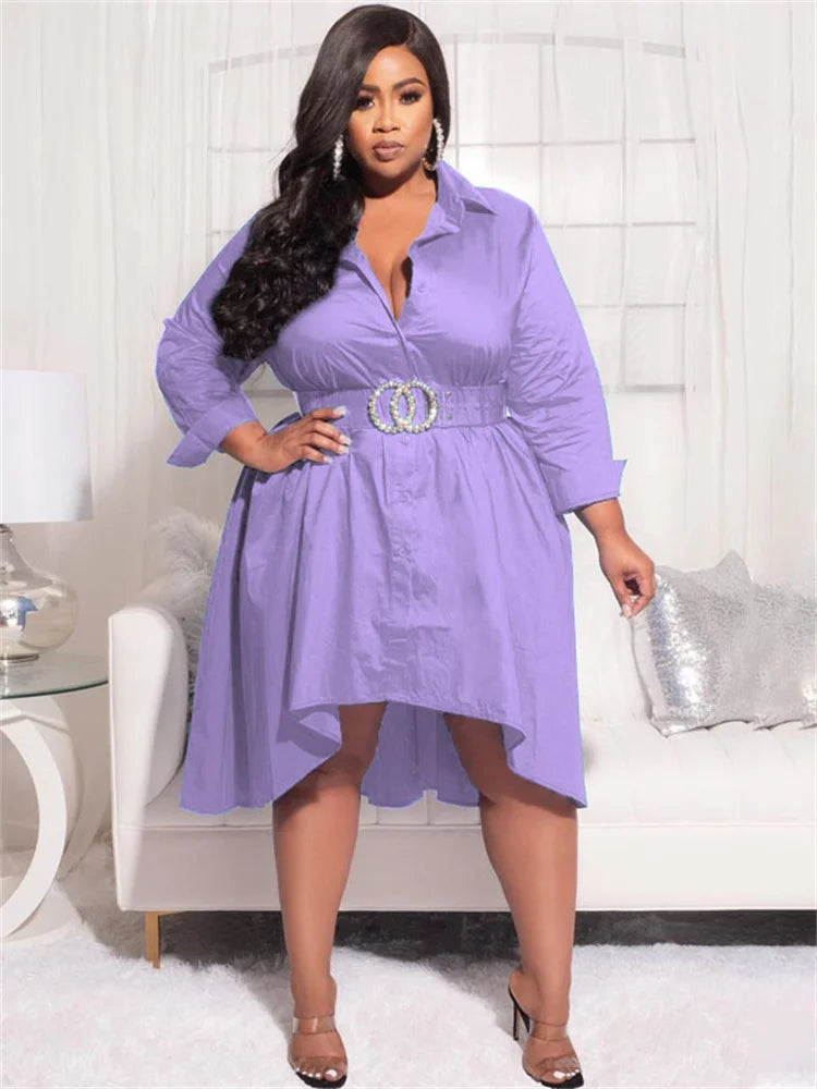 Maxy Plus Size Shirt Dresses Women Clothing Casual Loose dress