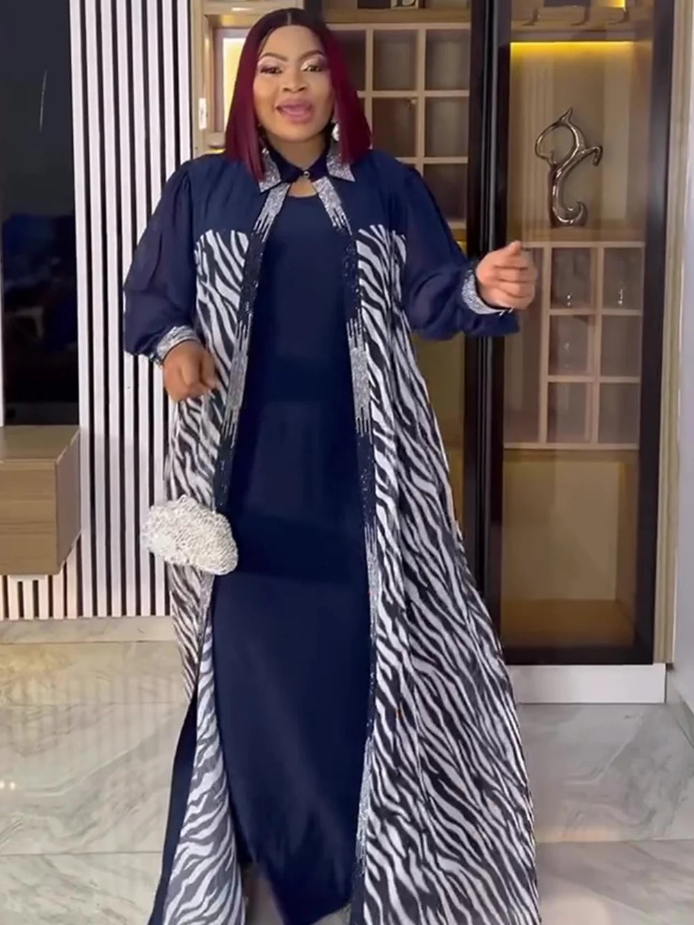 Maxy Elegant Dresses for Women 2 PCS Set Chiffon Boubou Gown Muslim Summer Fashion Wedding Evening Party Dress Africa Clothes