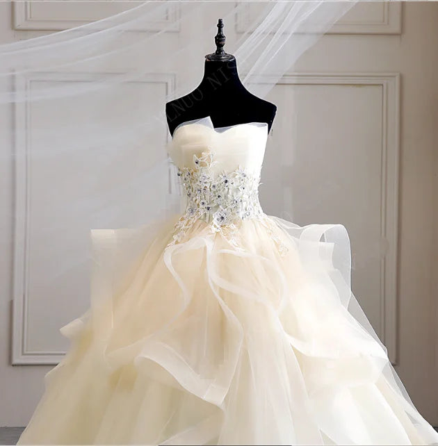 Maxy Customized Formal Evening Dresses Ball Gown Elegant Blue White Strapless Sleeveless Priness Evening Dresses for party New Design