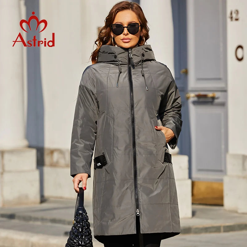 Babs 2024 Spring Women Parkas Plus Size Long Loose Padded Down Coats Hooded Women's Jacket Fashion Outerwear Quilted AM-7561