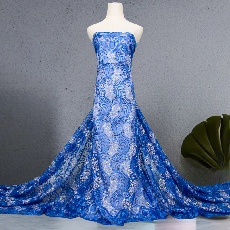 Macy French Mesh Lace Fabric with Rhinestones High Quality African Stones Lace Fabric Nigerian Lace for Women Party Dresses