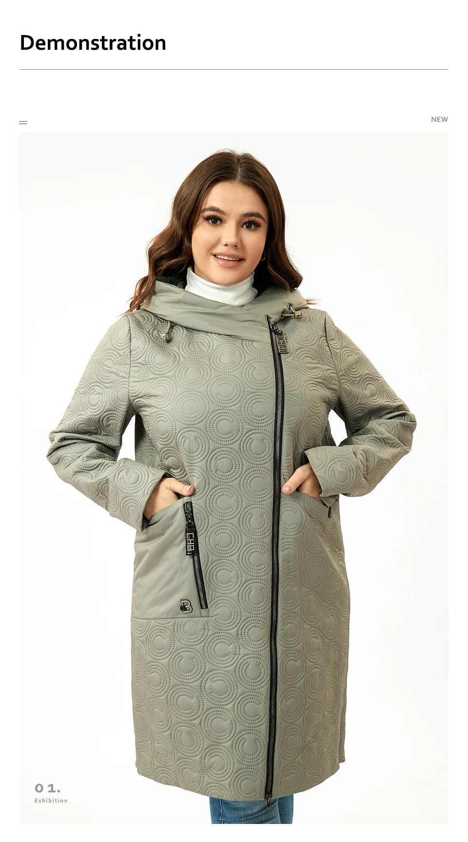 Macy Autumn Women Jackets Plus Size Long Hooded Quilted Light weight big pockets Bio-cotton Stylish Women's coat