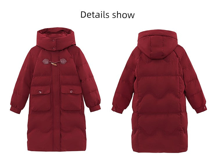 Maxy Yaloo Mid Length Long Length Loose and Warm Outwear down Jacket