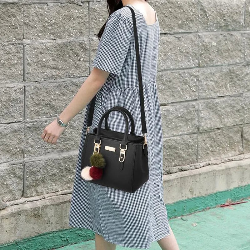 Maxy PU Leather Ladies Handbags Women Vintage Purse Plush Tassel Messenger Bags Tote Boston Shoulder Crossbody Bag