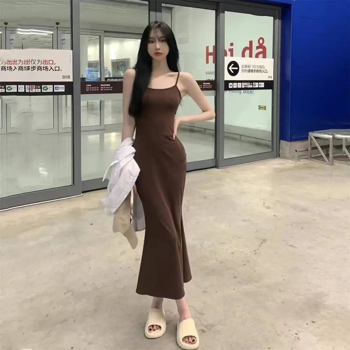 Maxy Sleeveless Dresses Women Hot sweet Hip-covering Sexy Girls All-match Solid Korean Fashion Backless Ins Vestidos Harajuku