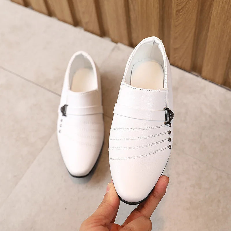 Visco Boys Black Leather Shoes British Style Boys White Children's Shoes  Children's Performance Shoes Boys Leather Shoes Casual Shoes