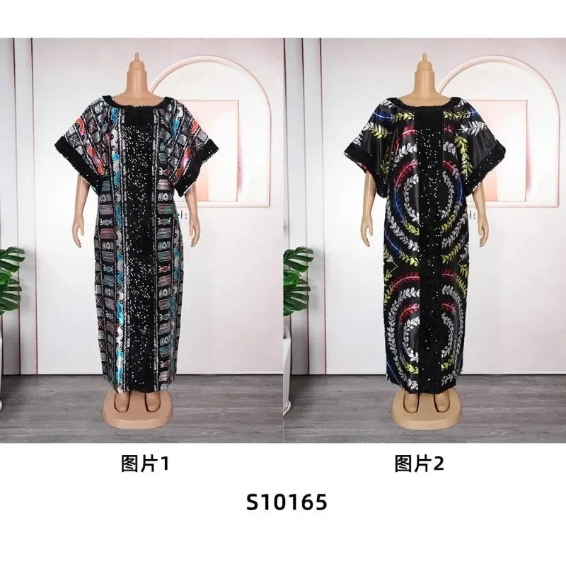 Gracy's Dresses for Women Plus Size Africa Clothes Dashiki Ankara Outfit Sequin Gown Kaftan Muslim Wedding Party Long Maxy Dress