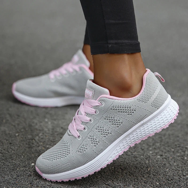 Macy New Fashion Sneakers For Women Walking Soft Sneakers Women Mesh Fabric Lace Up Female Footwear Shoes For Women