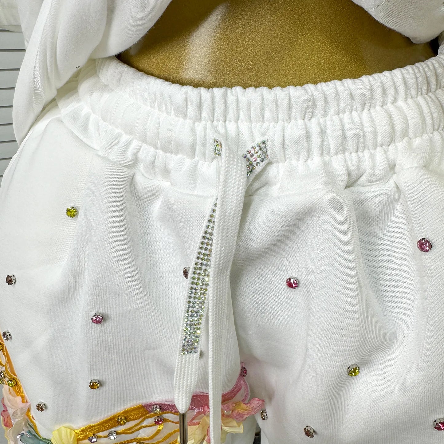 Maxy Fashion Butterfly Floral Beading Women's Set T-shirt and Shorts 2025 Summer Active Two 2 Piece Sets Outfit Tracksuit