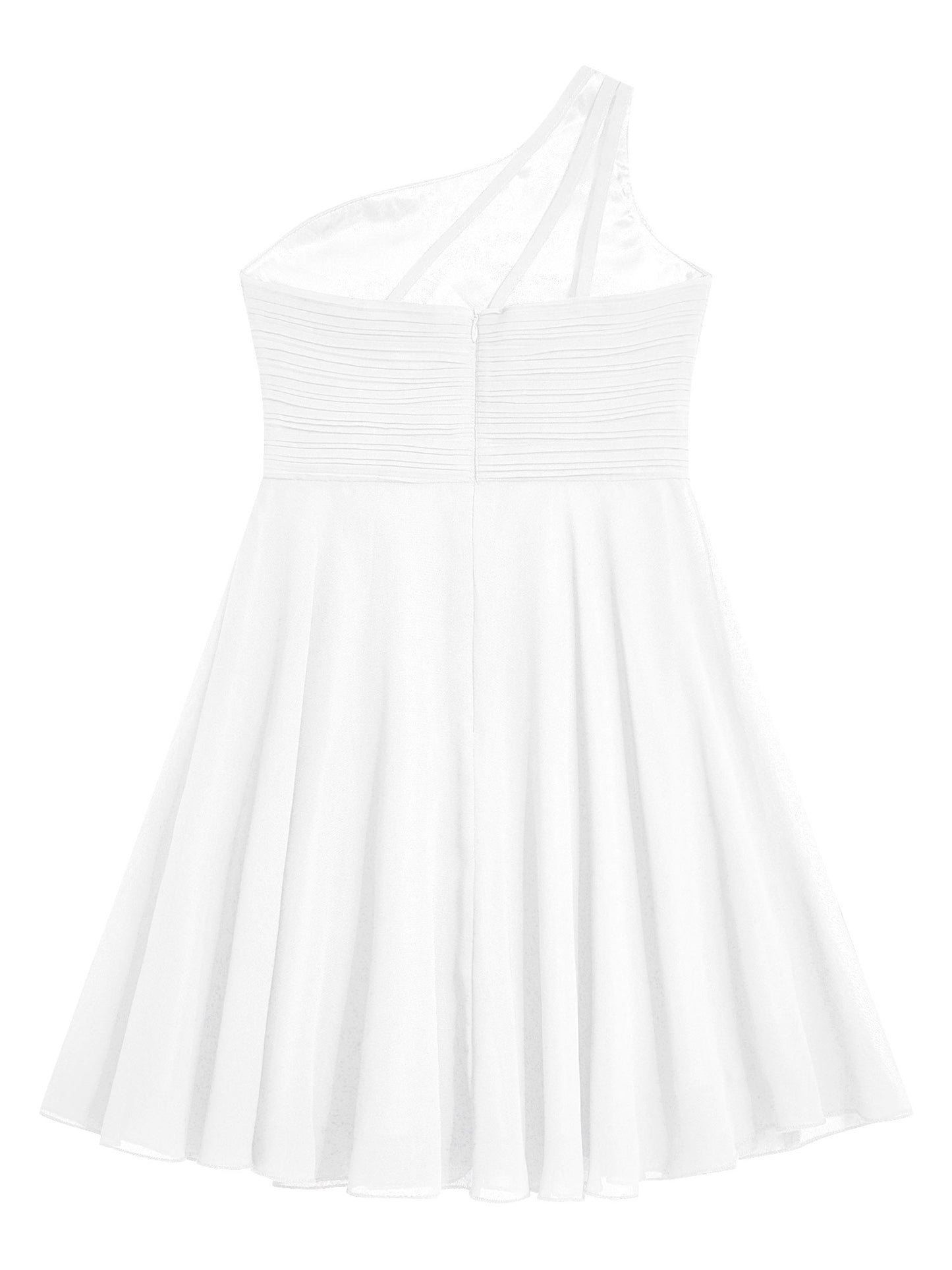 Macy Girls Elegant Beaded Party Dress One Shoulder A-Line Chiffon Princess Dresses Wedding Birthday Prom Evening Gown