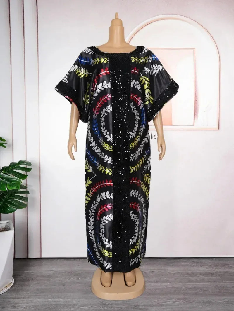 Gracy's Dresses for Women Plus Size Africa Clothes Dashiki Ankara Outfit Sequin Gown Kaftan Muslim Wedding Party Long Maxy Dress