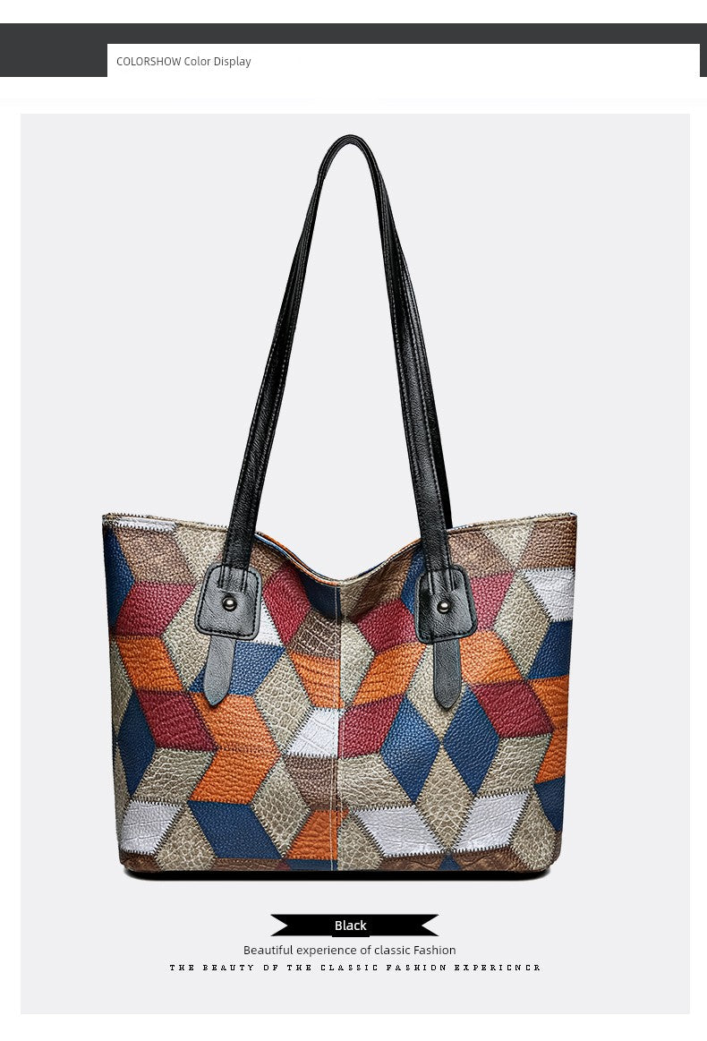 Maxy New Arrival Fashion Middle-Aged Soft Leather Print Big Bag