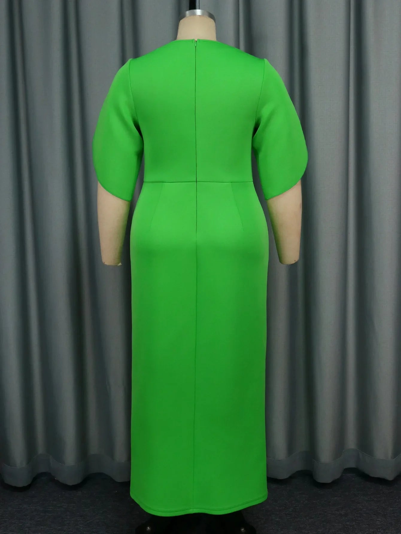 Elegant Macy African Party Evening Dresses for Women Autumn African Half Sleeve V-neck Polyester Long Macy Dress Green Gowns Outfits