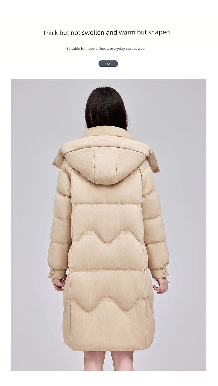 Maxy Yaloo Mid Length Long Length Loose and Warm Outwear down Jacket