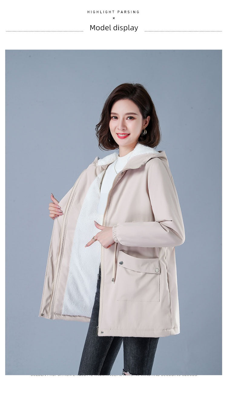 Maxy Length Long Length Autumn and Winter Casual Thickening Cotton Coat Trench Coat