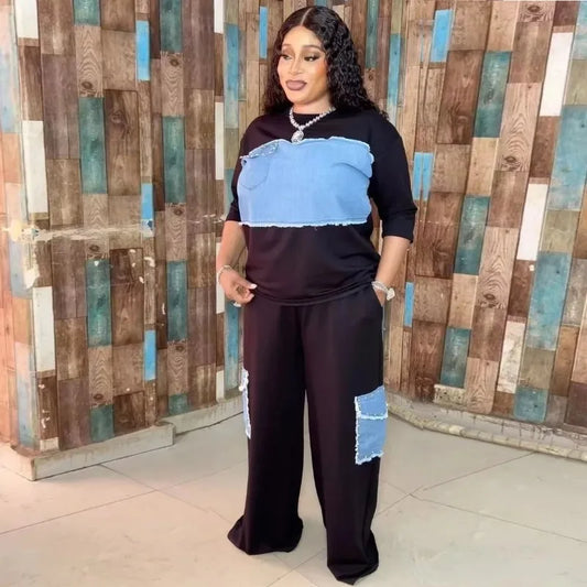 Maxy 2 Piece Women Sets New Spring Autumn Denim Matching Sets Two Pieces Sets Top Pants Suits Outfits Clothing
