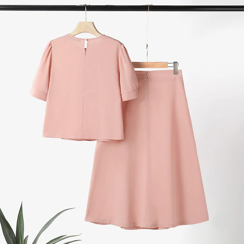 Maxy ZANZEA Vintage 2PCS Ruffled Dress Sets Women Buttons Outfits Summer Short Sleeve Tops Suit Casual Office Long Skirt Sets