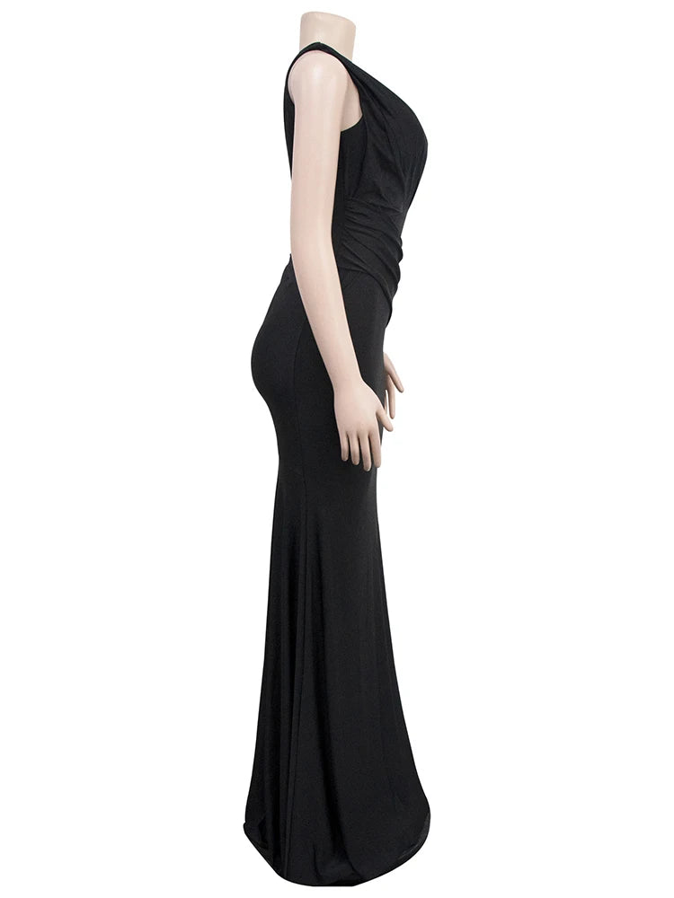 Maxy Elegant Evening Dresses Long Patry Gown Sexy Deep V Sleeveless Mermaid Bodycon Maxy Robe Femme
