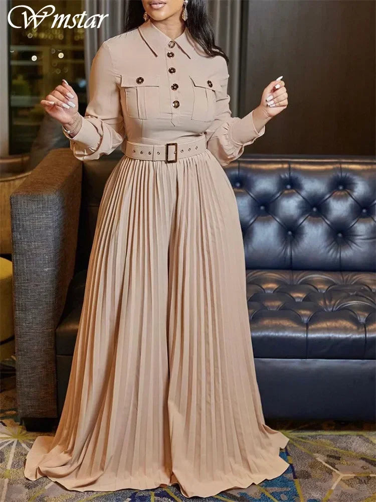 Maxy Jumpsuit Women's Clothing Office Lady Button Fashion Rompers New in Fall Clothes with Belt