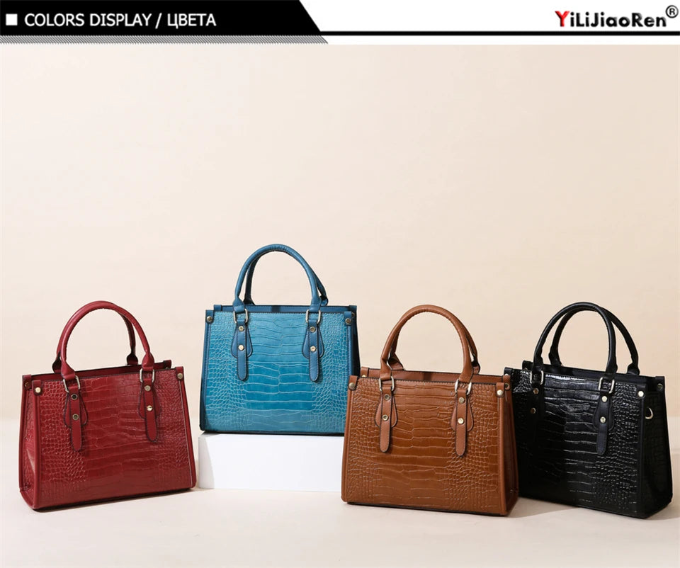 Maxy Luxury Crocodile Pattern Handbag Women Large Tote Shoulder Bags Designer Fashion Alligator Leather Crossbody Bag Ladies Handbags
