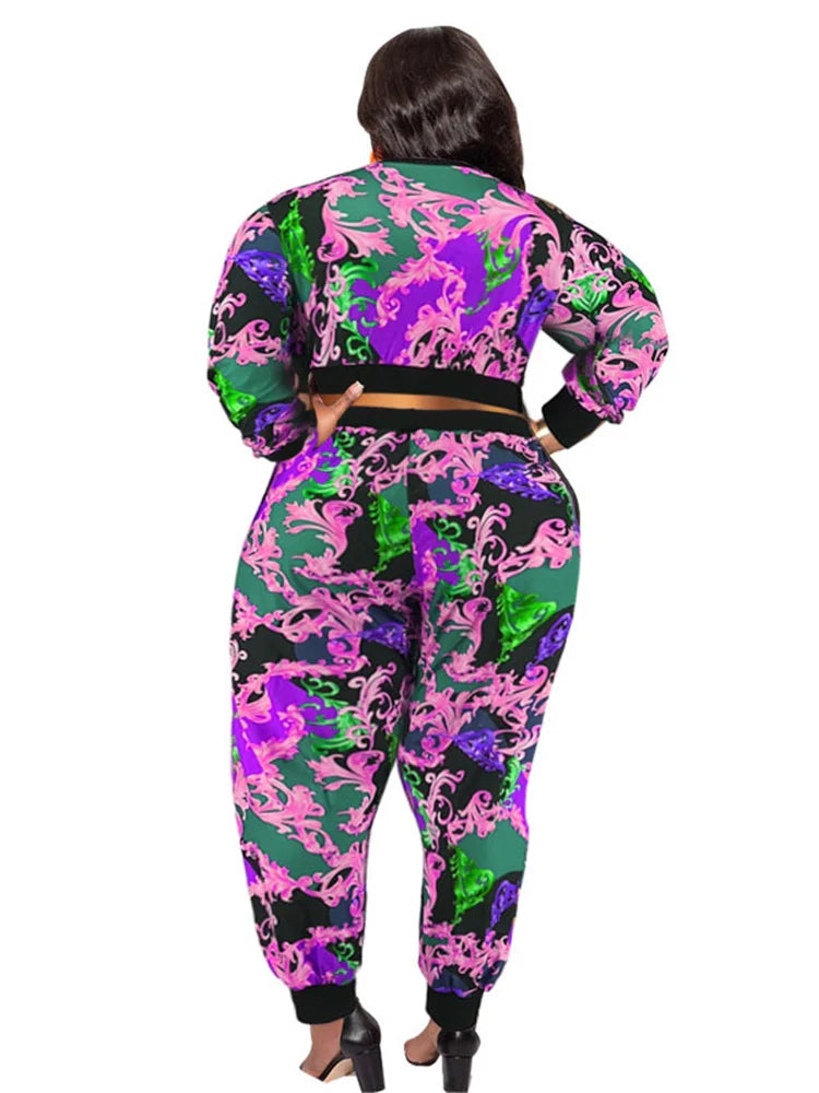 Maxy Plus Size Two Piece Set Women Clothing Long Sleeve Tops and Pants Sets Leggings Matching Set