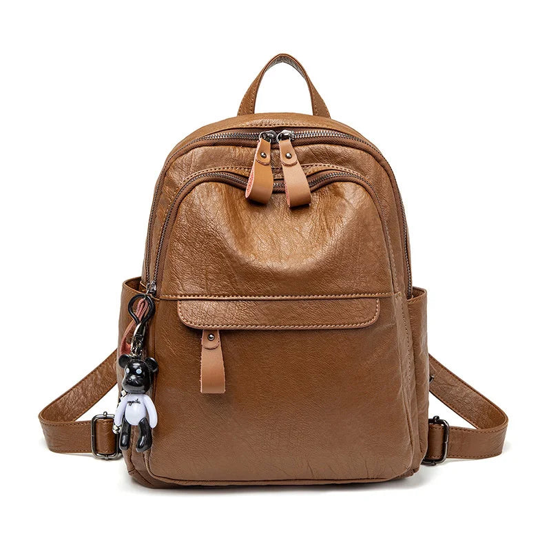 Maxy Retro Large Capacity Backpack Women Leather Rucksack Women's Knapsack Travel Laptop Backpacks Shoulder School Bags Mochila C1351