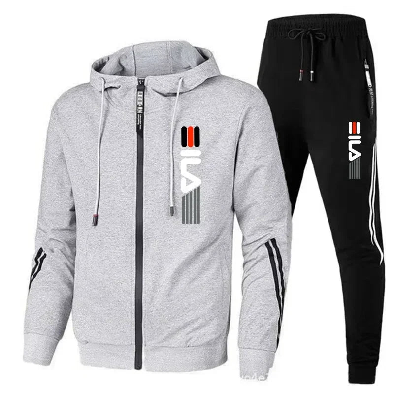 Visco Zipper Hoodies+Sweatpants 2-Piece Set Male Daily Casual Sports Jogging Suit Tops or Pants Mens Tracksuit Clothes for Men