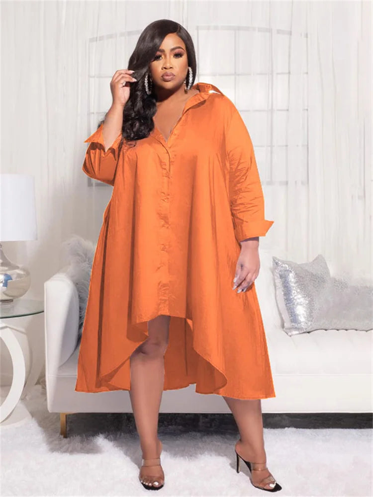 Maxy Plus Size Shirt Dresses Women Clothing Casual Loose dress